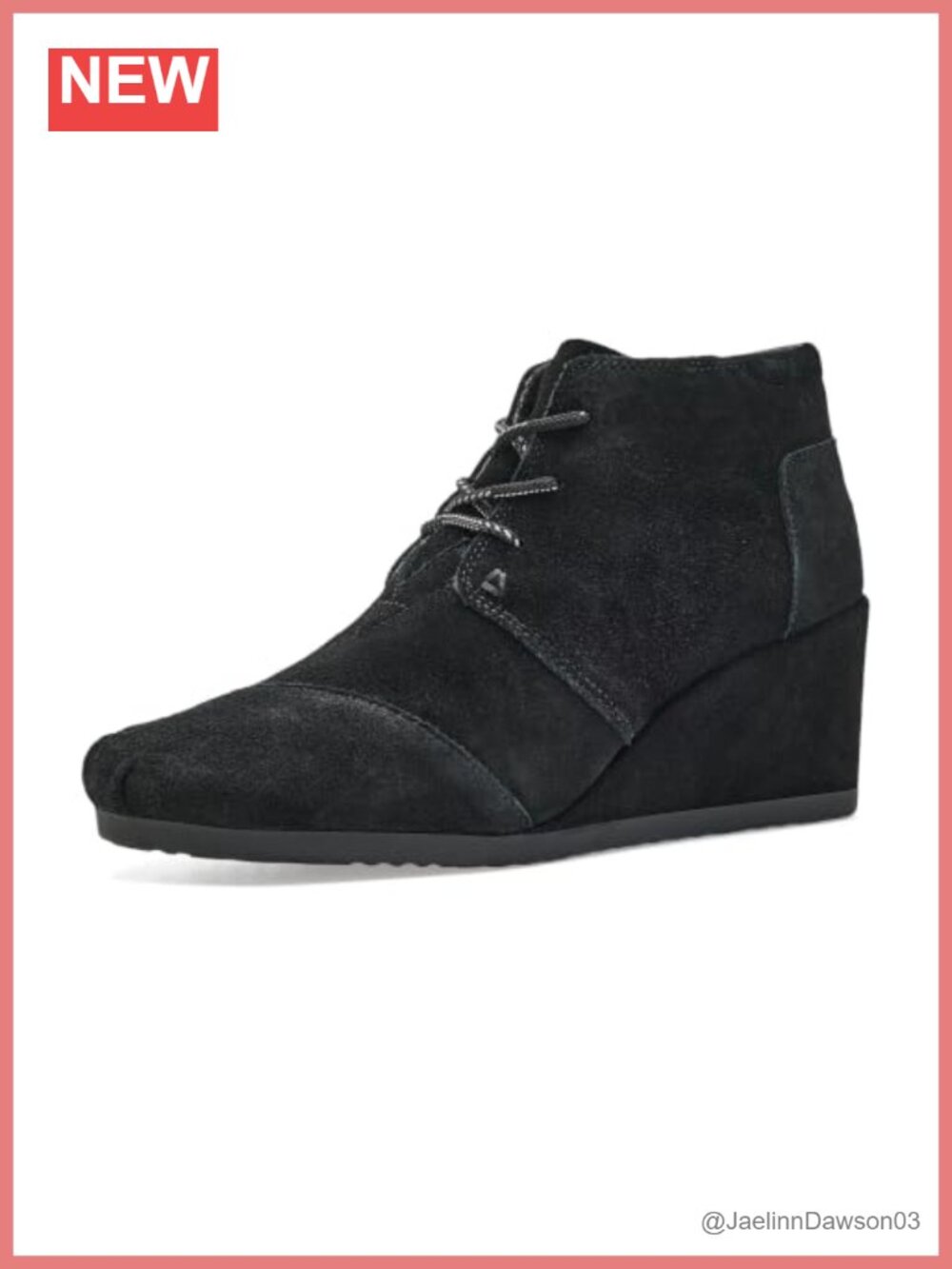 TOMS Desert Wedge Suede Lace-Up Ankle Bootie with Zip Closure
